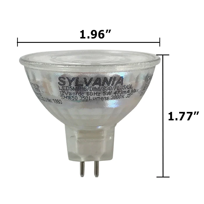 Sylvania 5W MR16 Dimmable LED Narrow Flood 25 deg. 3000K ULTRA LED Glass bulb - Image 2