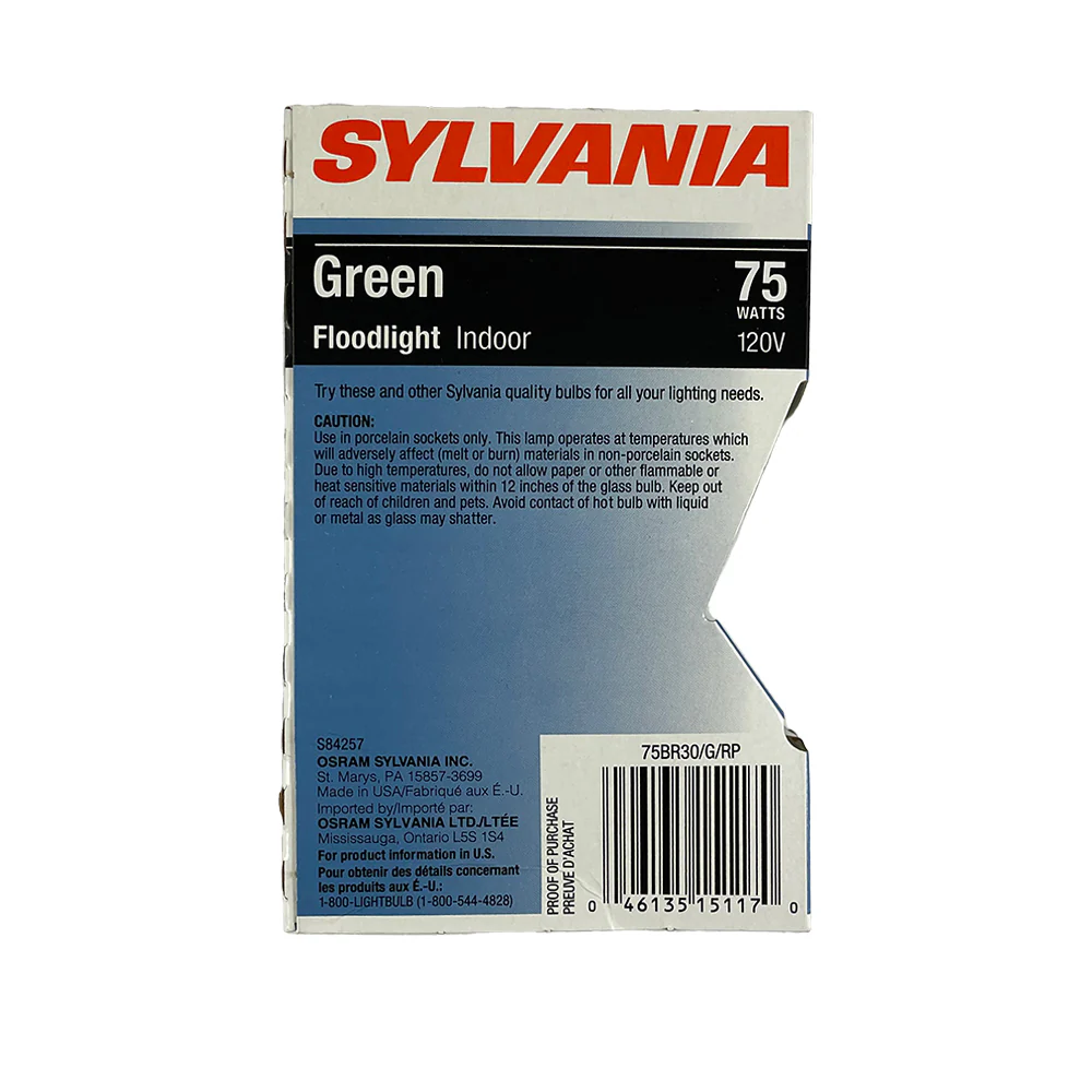 Sylvania 75W 120V Green BR30 Floodlight Incandescent Bulb - Image 4