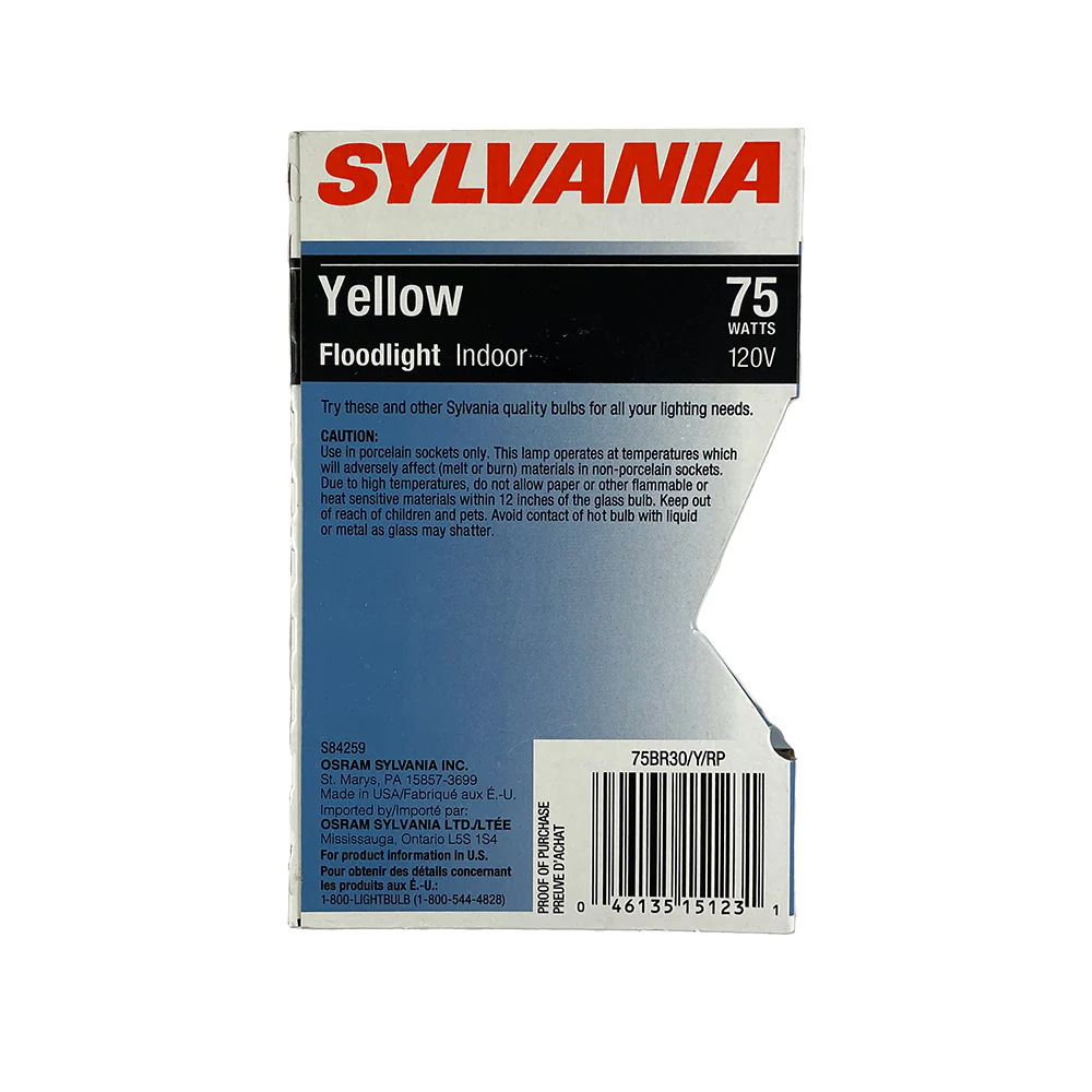 Sylvania 75W 120V Yellow BR30 Floodlight Incandescent Bulb - Image 3