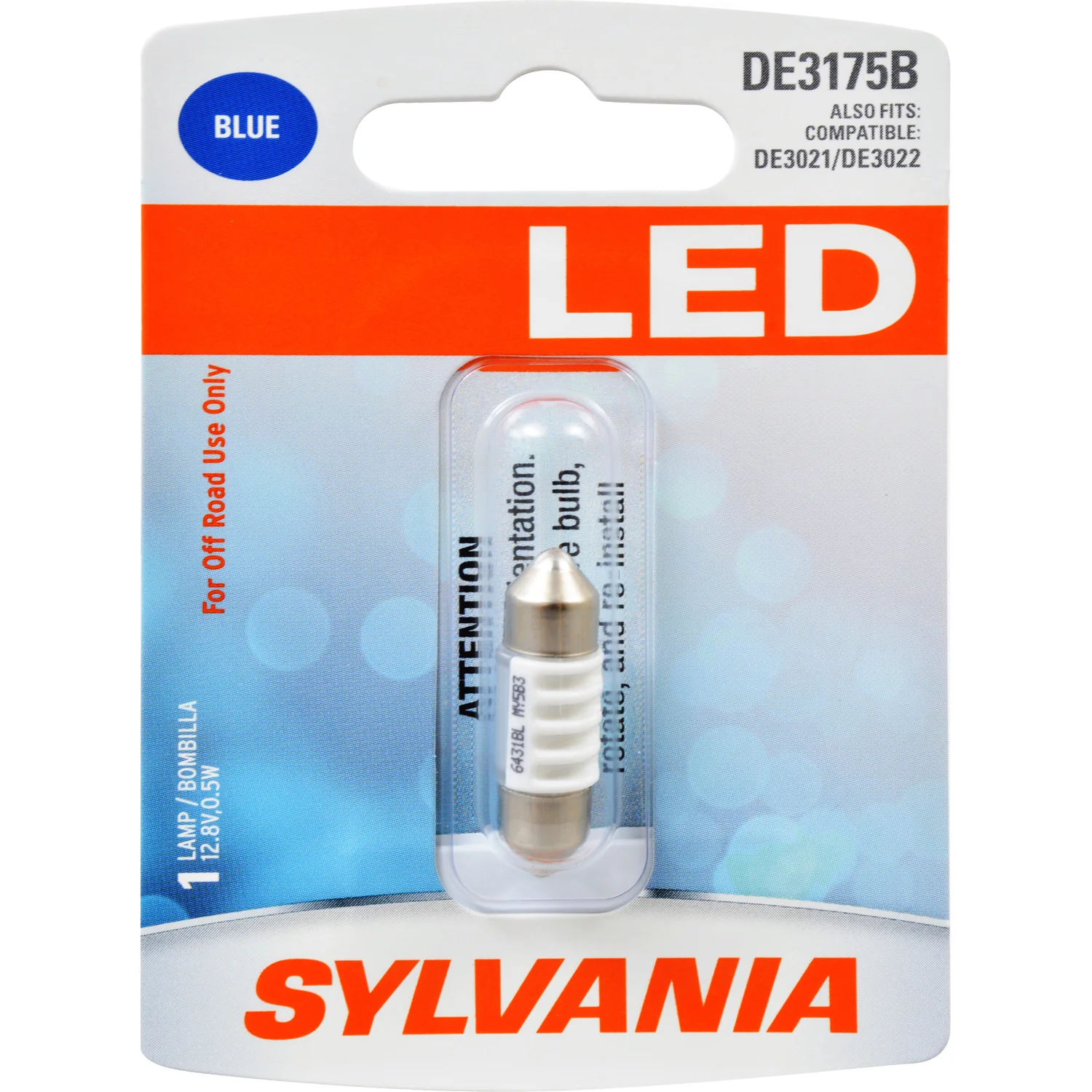 SYLVANIA DE3175 Blue 31mm Festoon LED Automotive Bulb - same as DE3021 DE3022