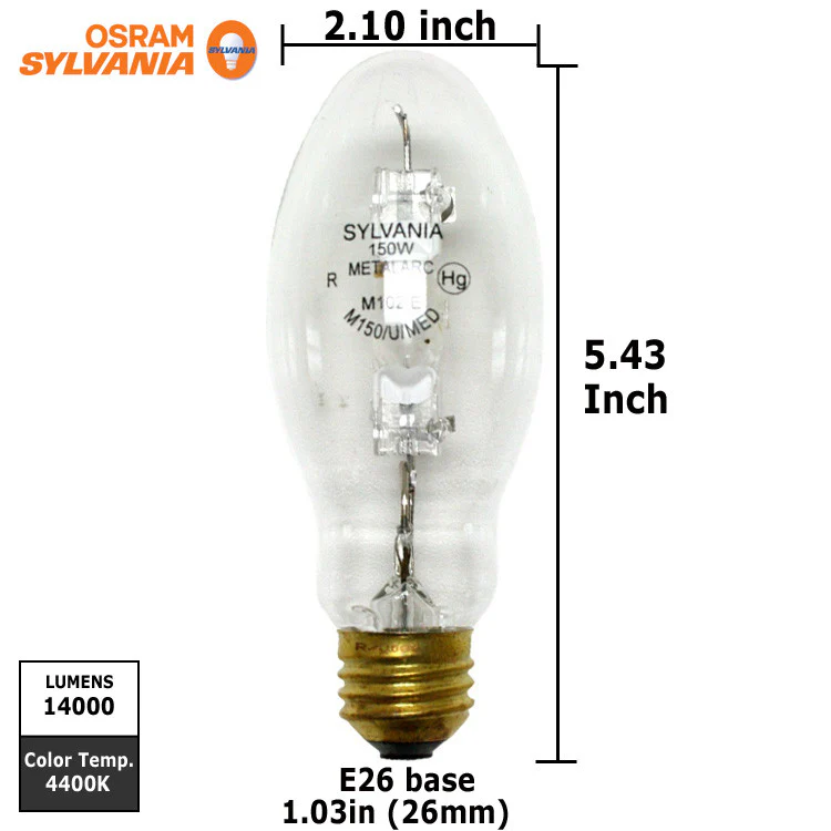 Sylvania M150/U/MED 150w M102/E PULSE START quartz metal halide lamp - Image 2