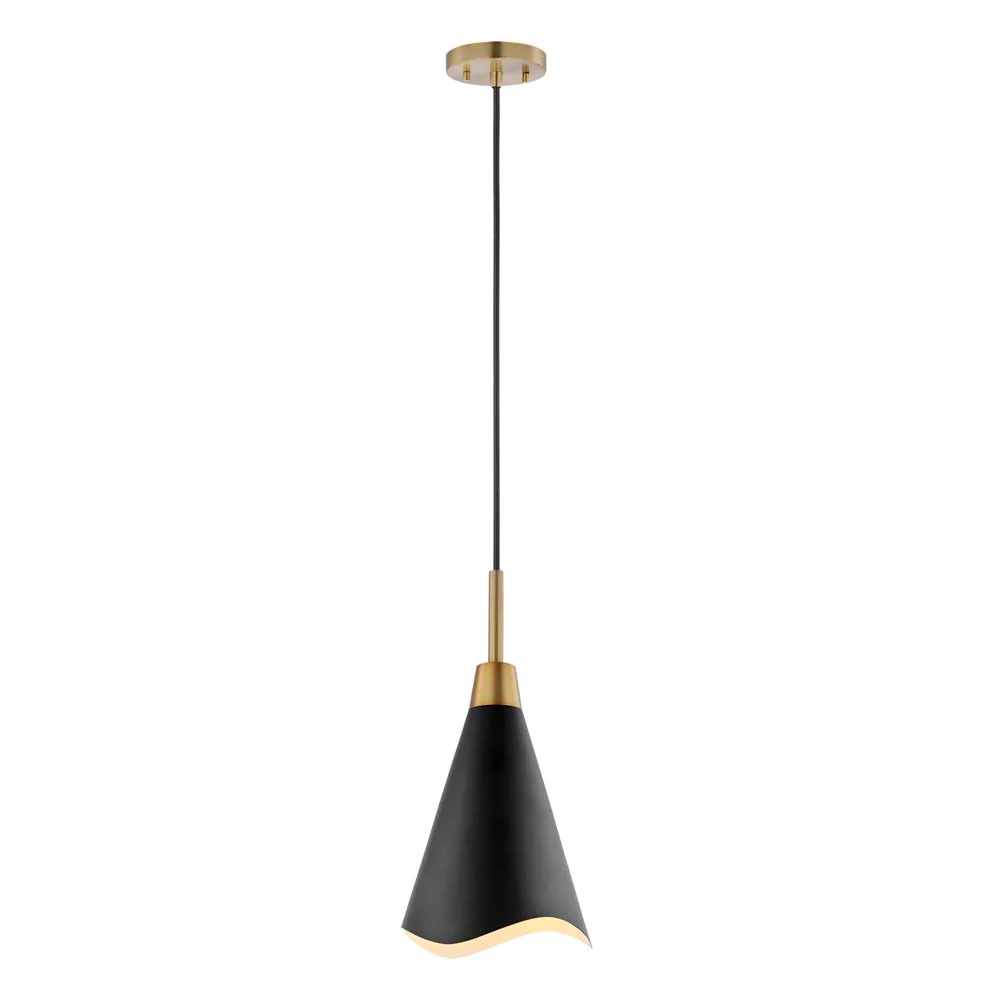 Tango 1-Light Large Pendant Matte Black with Burnished Brass - Image 2