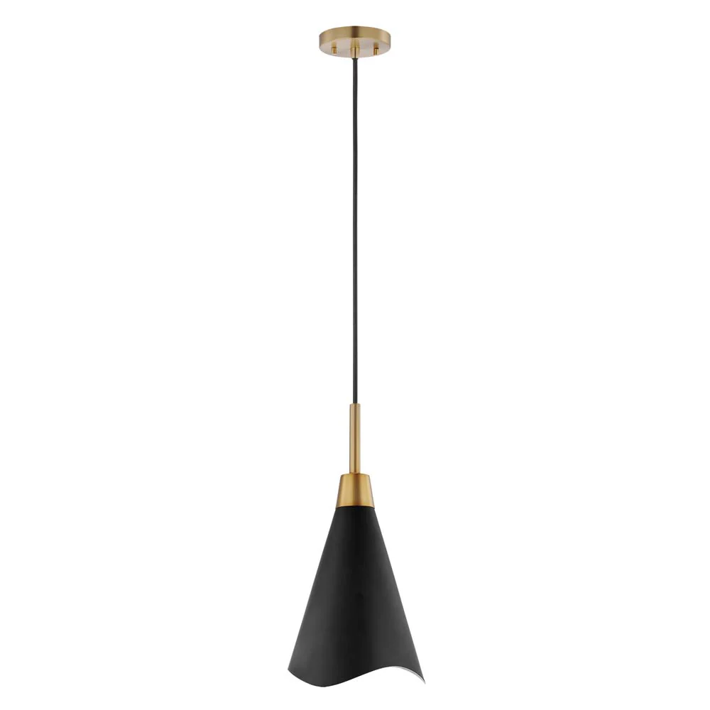 Tango 1-Light Large Pendant Matte Black with Burnished Brass - Image 3