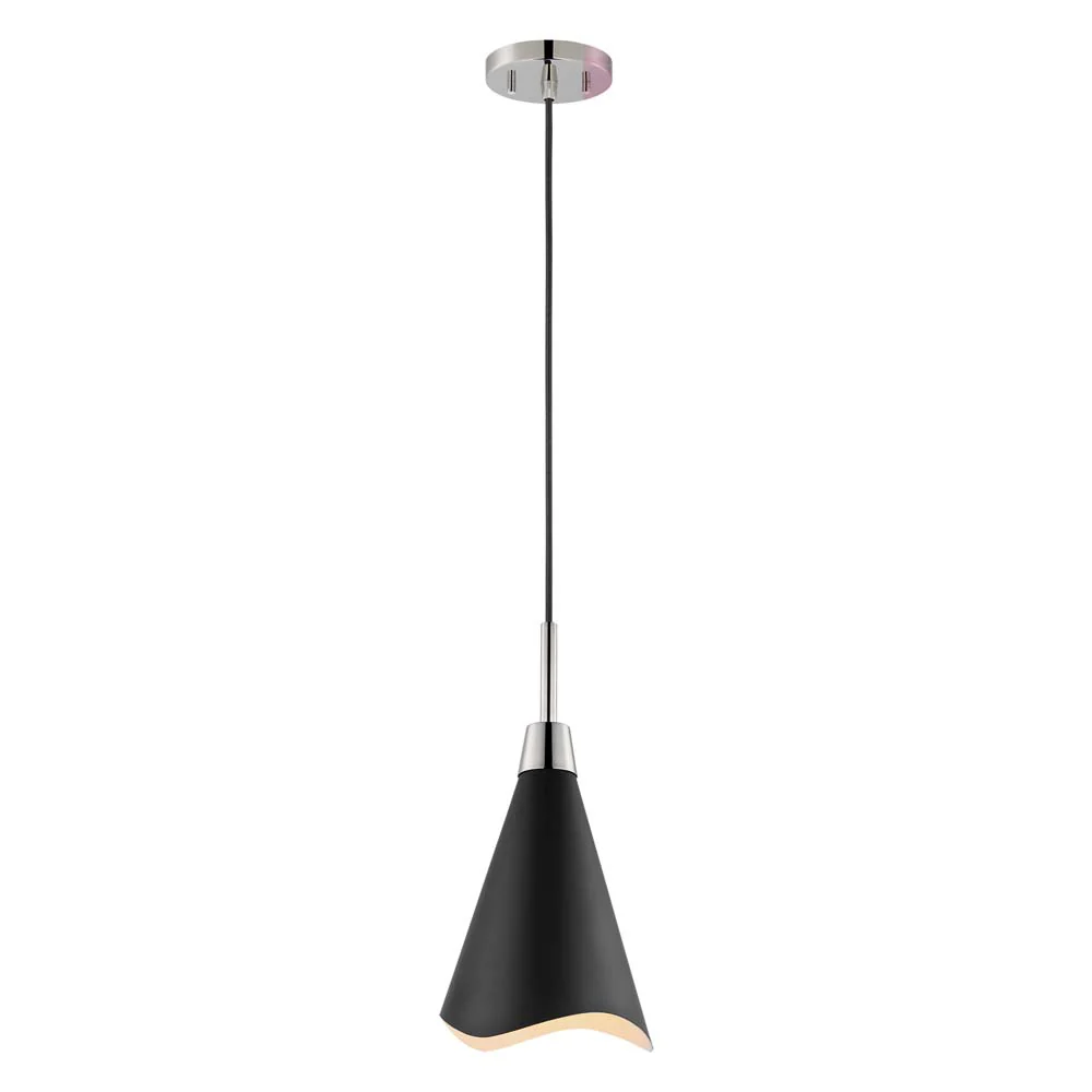 Tango 1-Light Large Pendant Matte Black with Polished Nickel - Image 2