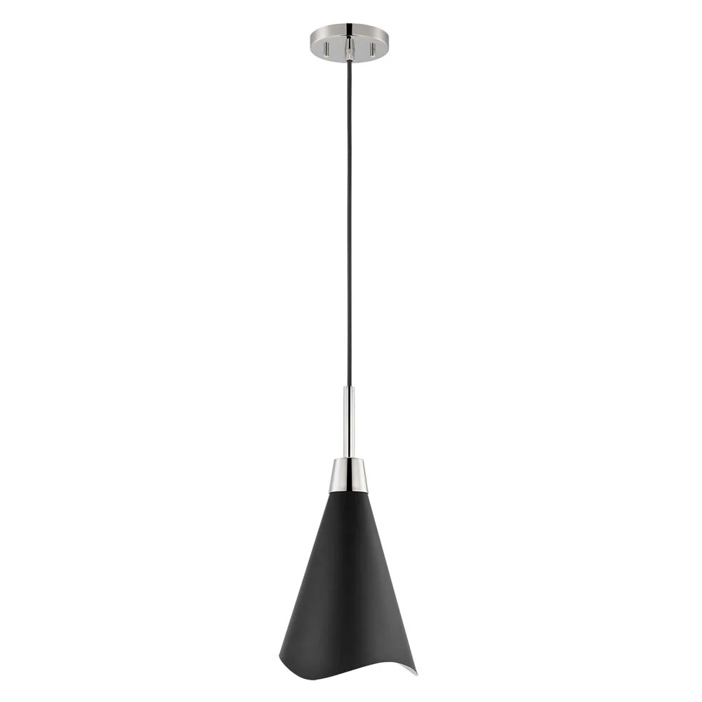 Tango 1-Light Large Pendant Matte Black with Polished Nickel - Image 3