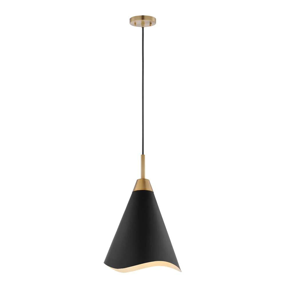 Tango 1-Light Medium Pendant Matte Black with Burnished Brass - Image 2