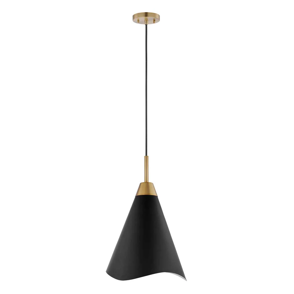 Tango 1-Light Medium Pendant Matte Black with Burnished Brass - Image 3