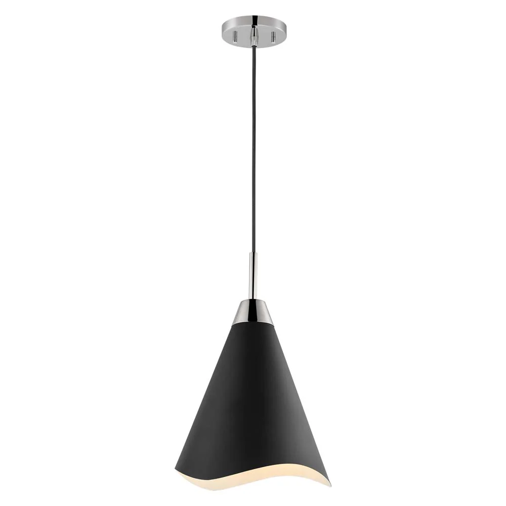 Tango 1-Light Medium Pendant Matte Black with Polished Nickel - Image 2