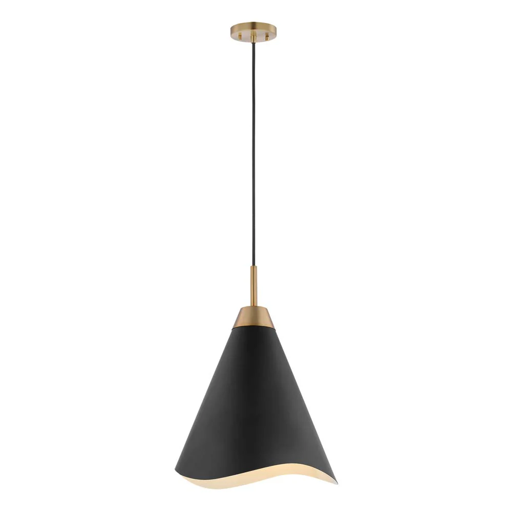 Tango 1-Light Small Pendant Matte Black with Burnished Brass - Image 2