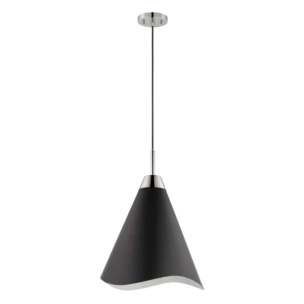 Tango 1-Light Small Pendant Matte Black with Polished Nickel - Image 2