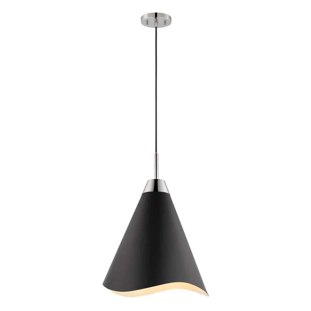 Tango 1-Light Small Pendant Matte Black with Polished Nickel - Image 3