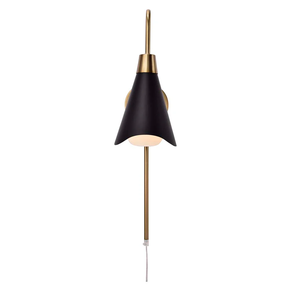 Tango 1-Light Wall Sconce Matte Black with Burnished Brass - Image 2
