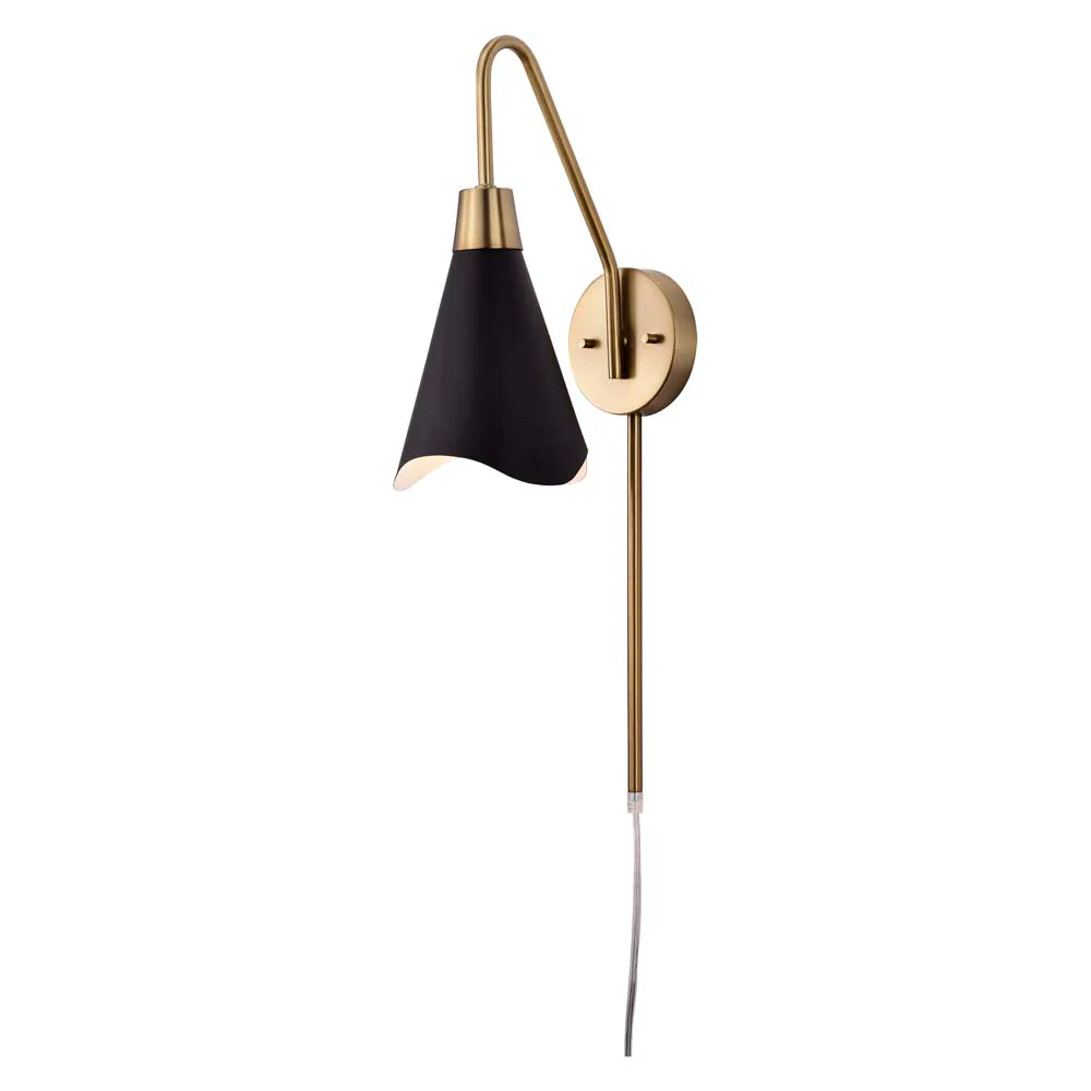Tango 1-Light Wall Sconce Matte Black with Burnished Brass - Image 6