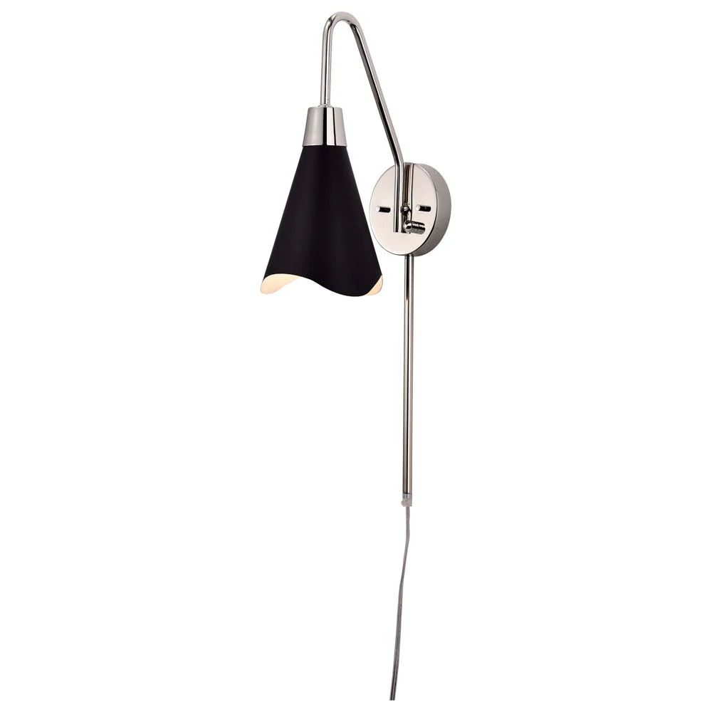 Tango 1-Light Wall Sconce Matte Black with Polished Nickel - Image 2