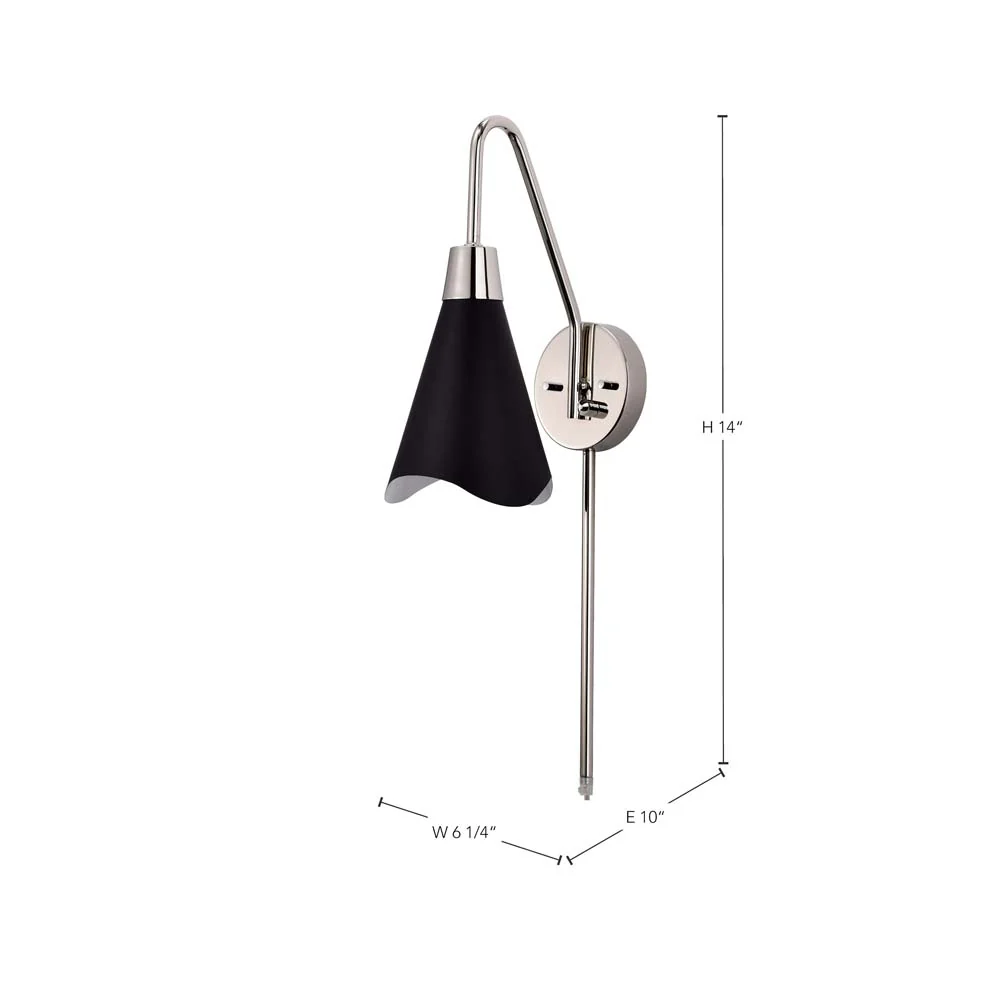 Tango 1-Light Wall Sconce Matte Black with Polished Nickel - Image 3