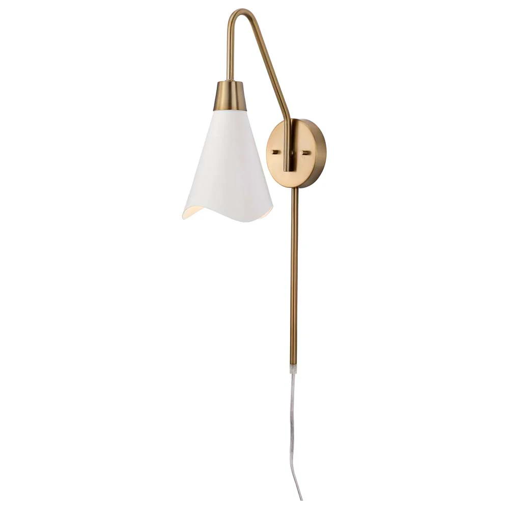 Tango 1-Light Wall Sconce Matte White with Burnished Brass - Image 2