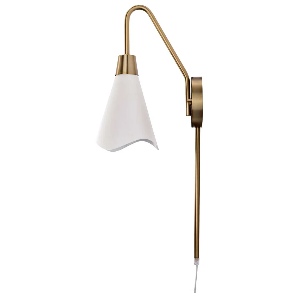 Tango 1-Light Wall Sconce Matte White with Burnished Brass - Image 3