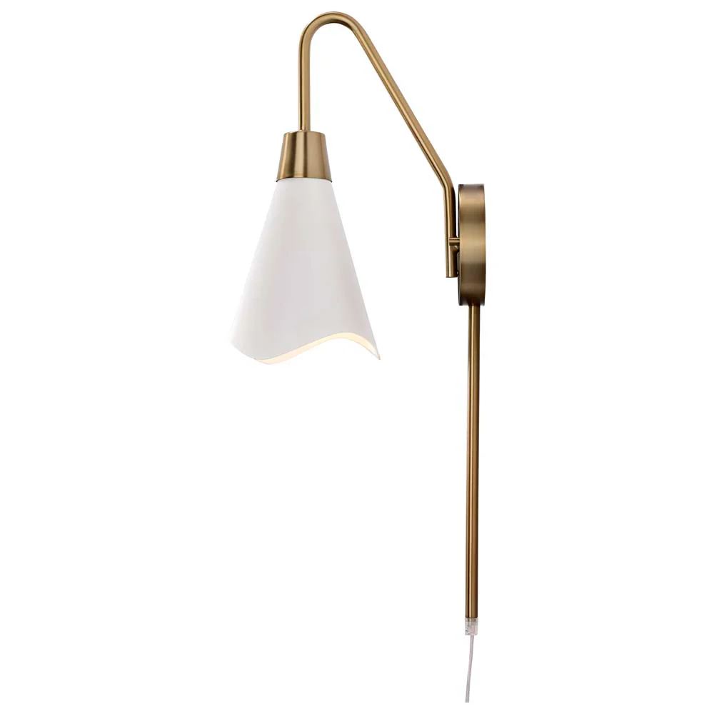 Tango 1-Light Wall Sconce Matte White with Burnished Brass - Image 4