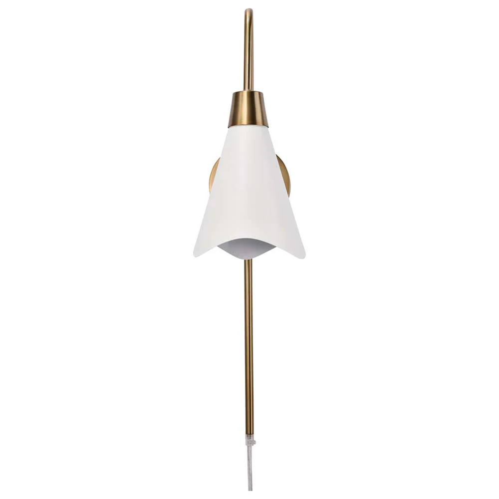 Tango 1-Light Wall Sconce Matte White with Burnished Brass - Image 5