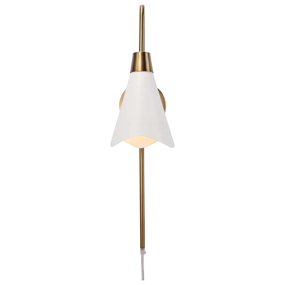 Tango 1-Light Wall Sconce Matte White with Burnished Brass - Image 6