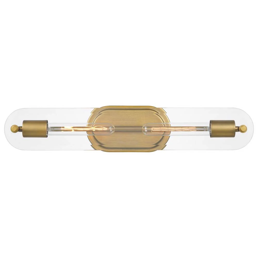 Teton 2-Light Vanity E26 Base 60w Natural Brass Finish Clear Beveled Glass - Image 2