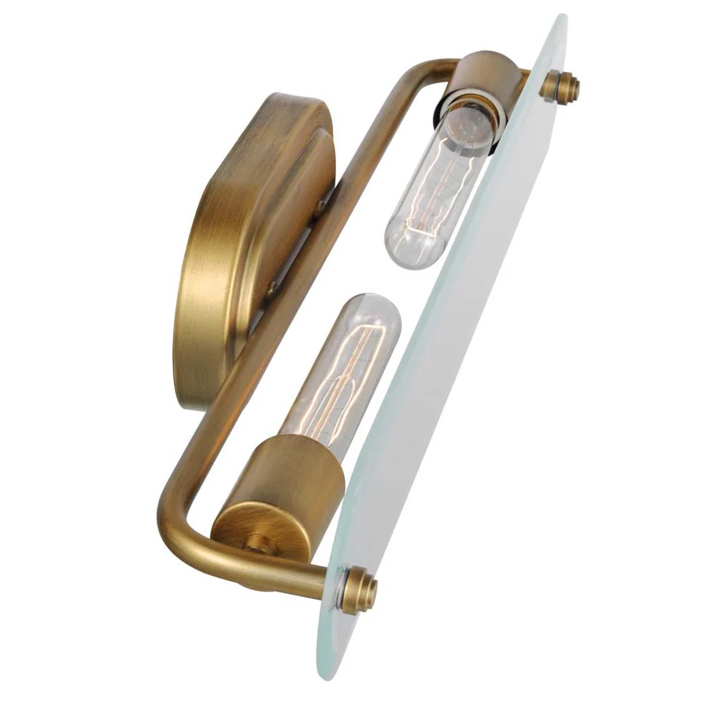 Teton 2-Light Vanity E26 Base 60w Natural Brass Finish Clear Beveled Glass - Image 4