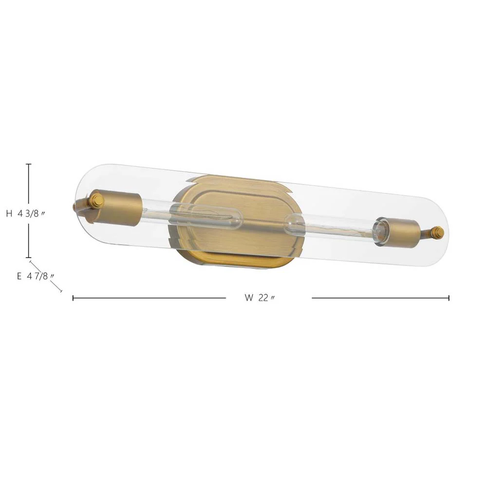 Teton 2-Light Vanity E26 Base 60w Natural Brass Finish Clear Beveled Glass - Image 6