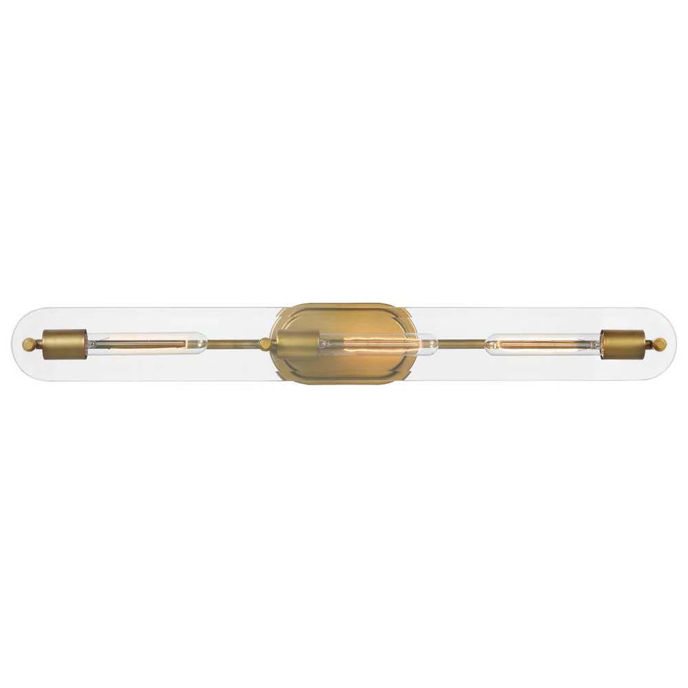 Teton 3-Light Vanity E26 Base 60w Natural Brass Finish Clear Beveled Glass - Image 2
