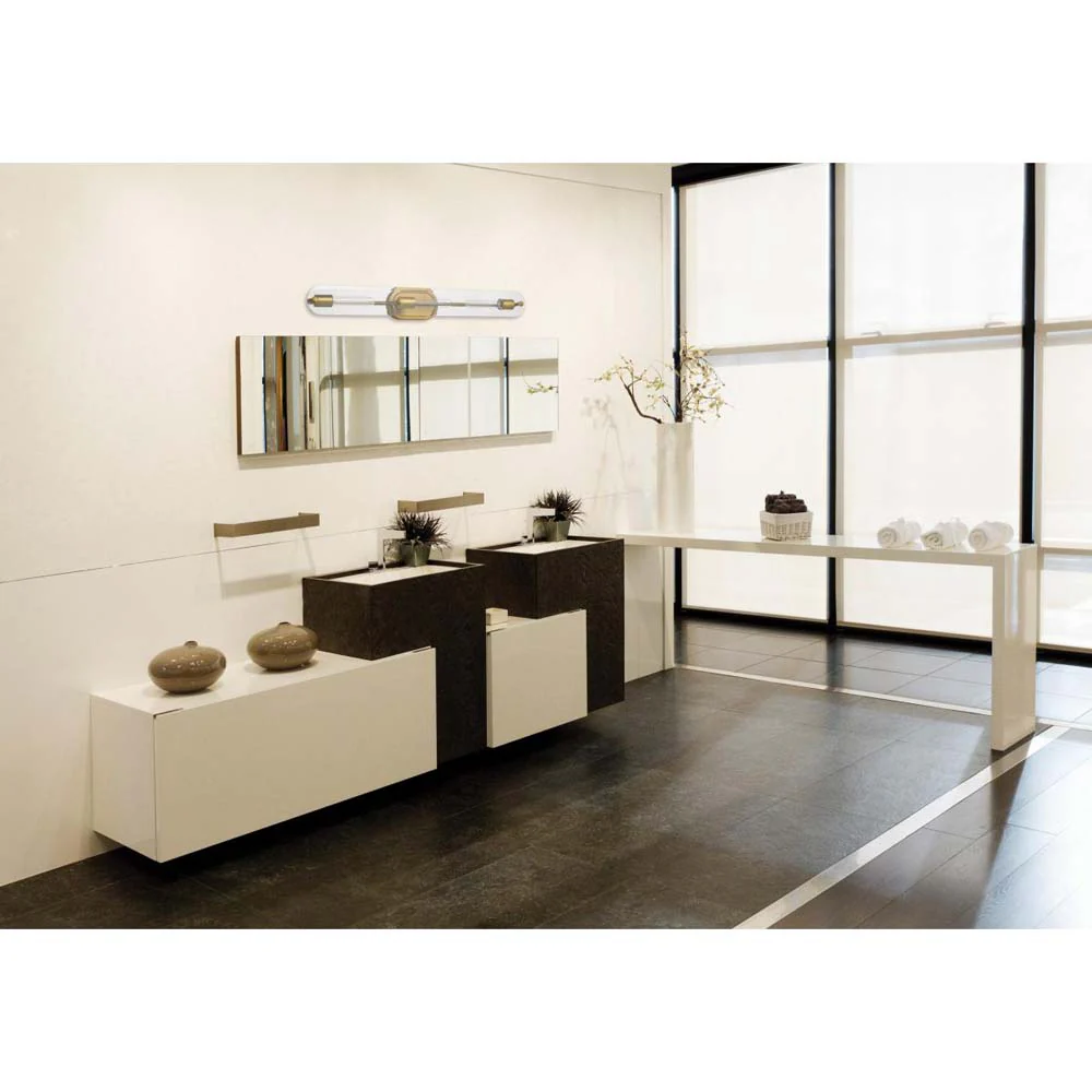 Teton 3-Light Vanity E26 Base 60w Natural Brass Finish Clear Beveled Glass - Image 6
