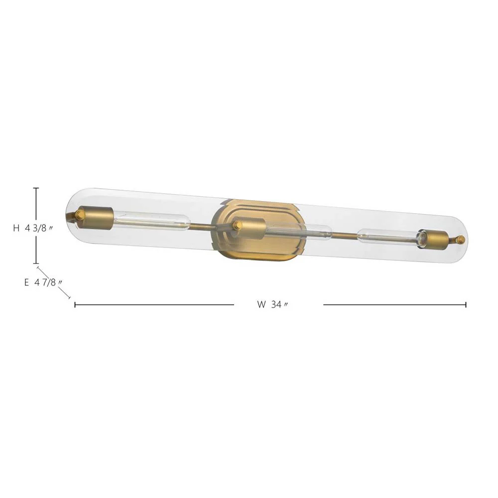 Teton 3-Light Vanity E26 Base 60w Natural Brass Finish Clear Beveled Glass - Image 7