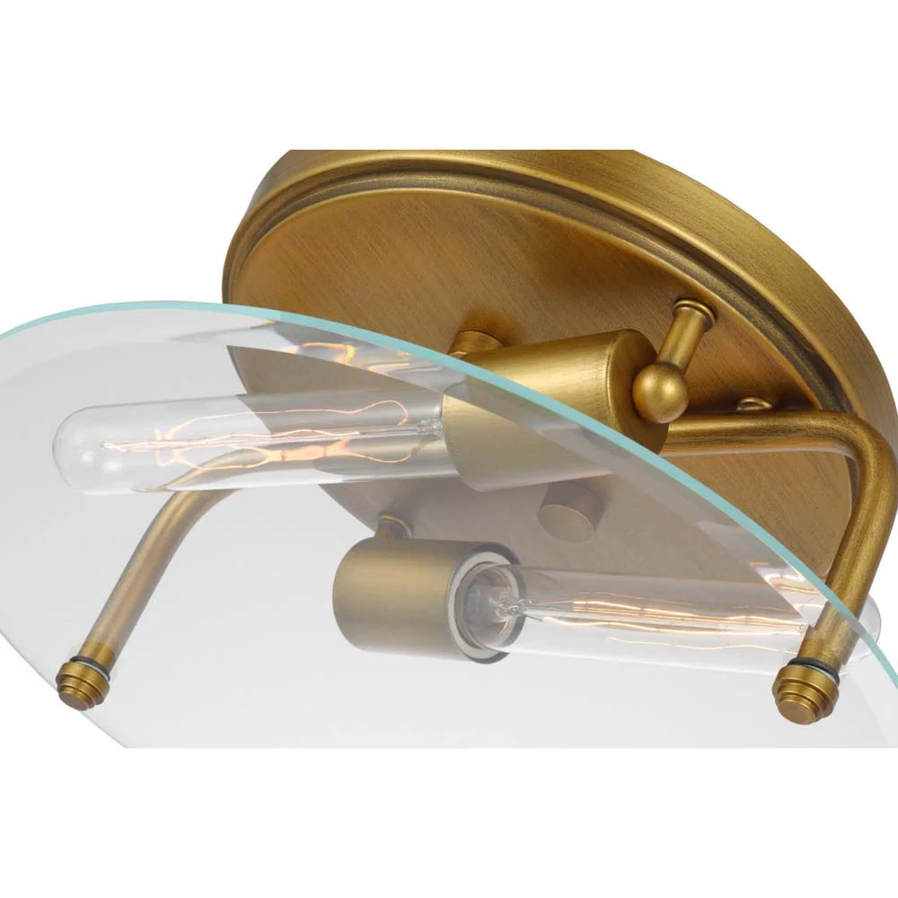 Teton 60w 2-Light Flush Mount Clear Beveled Glass E26 Base Natural Brass Finish - Image 4