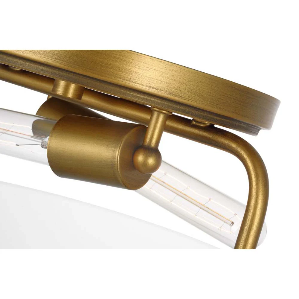 Teton 60w 2-Light Flush Mount Clear Beveled Glass E26 Base Natural Brass Finish - Image 5