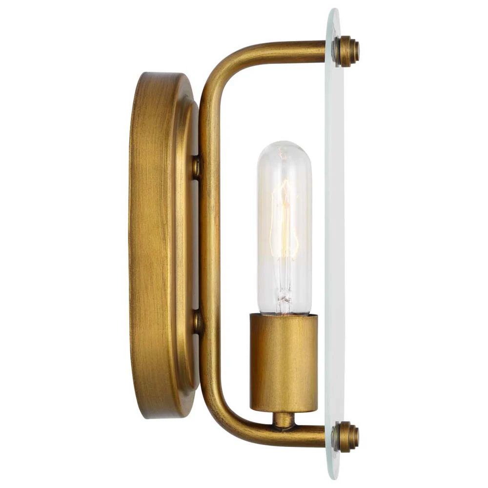 Teton Vanity E26 Base 60w Natural Brass Finish Clear Beveled Glass - Image 3