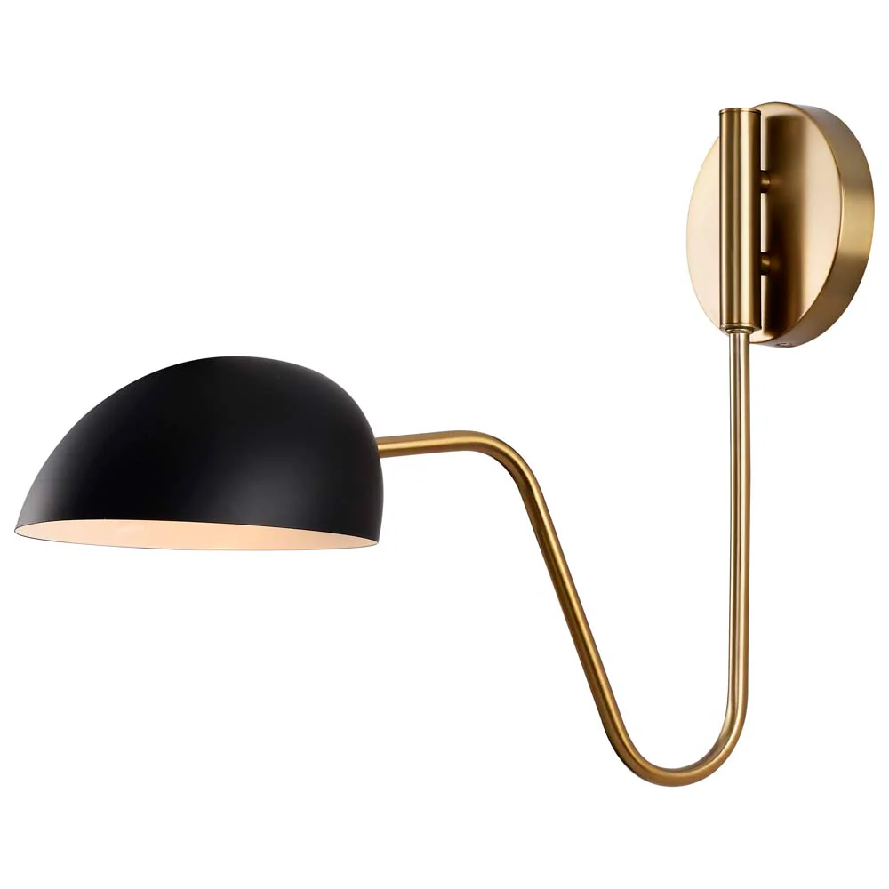 Trilby 1-Light Wall Sconce Matte Black with Burnished Brass - Image 2