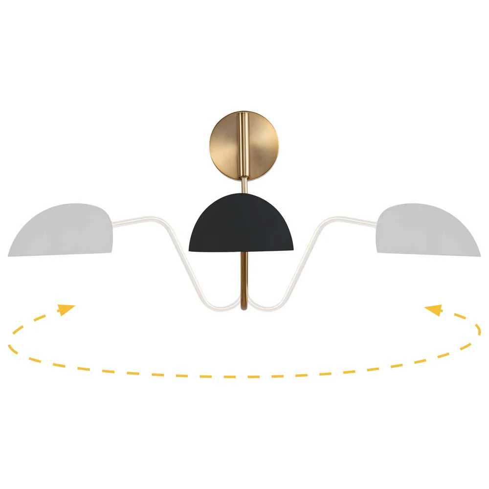 Trilby 1-Light Wall Sconce Matte Black with Burnished Brass - Image 3