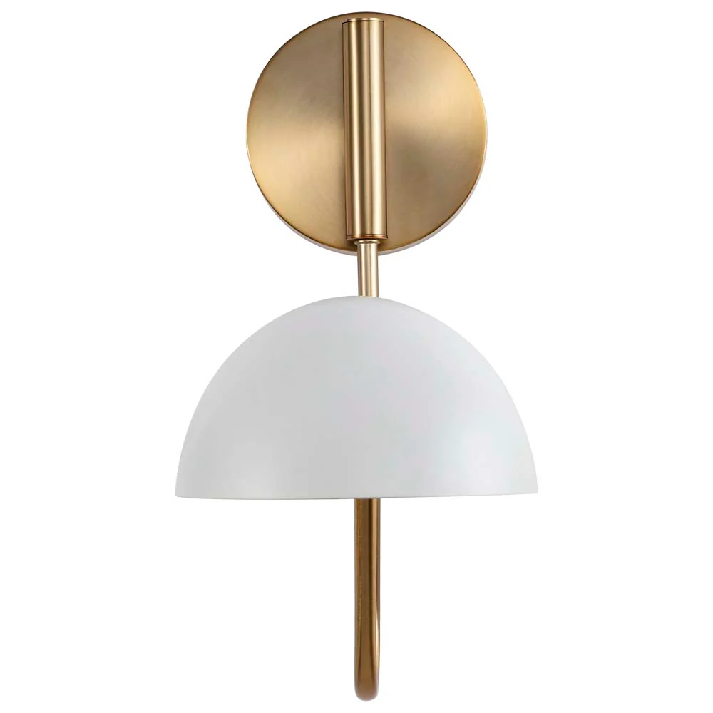 Trilby 1-Light Wall Sconce Matte White with Burnished Brass - Image 2