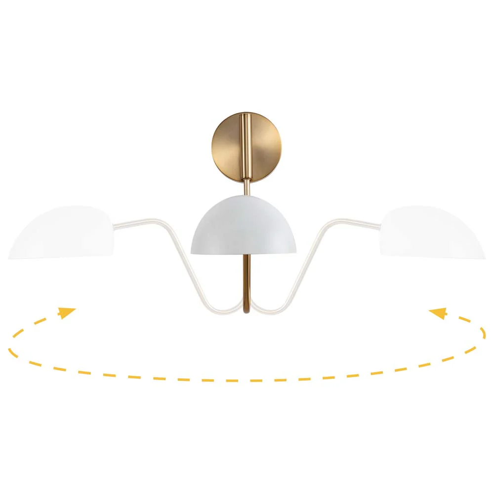 Trilby 1-Light Wall Sconce Matte White with Burnished Brass - Image 3