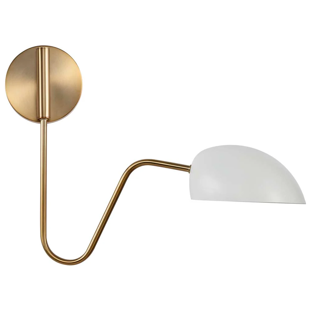 Trilby 1-Light Wall Sconce Matte White with Burnished Brass - Image 4
