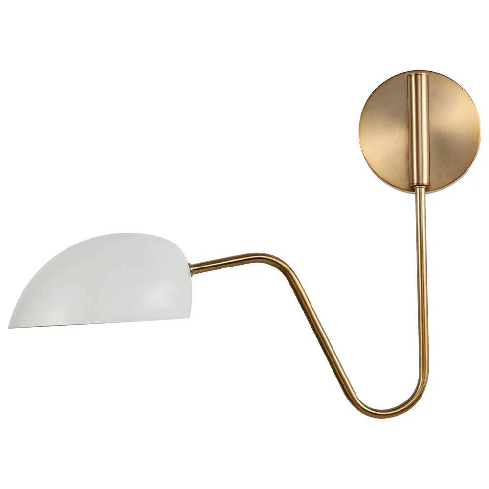 Trilby 1-Light Wall Sconce Matte White with Burnished Brass - Image 5