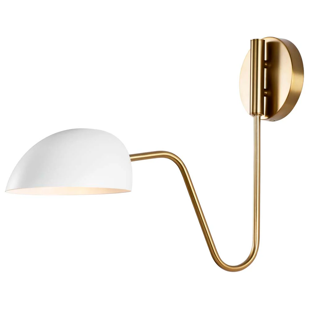 Trilby 1-Light Wall Sconce Matte White with Burnished Brass - Image 6