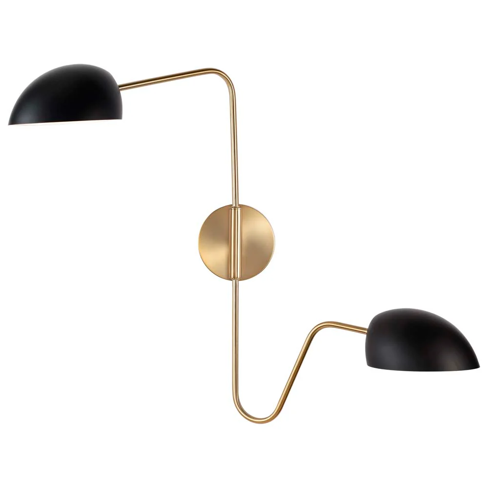 Trilby 2-Light Wall Sconce Matte Black with Burnished Brass - Image 3
