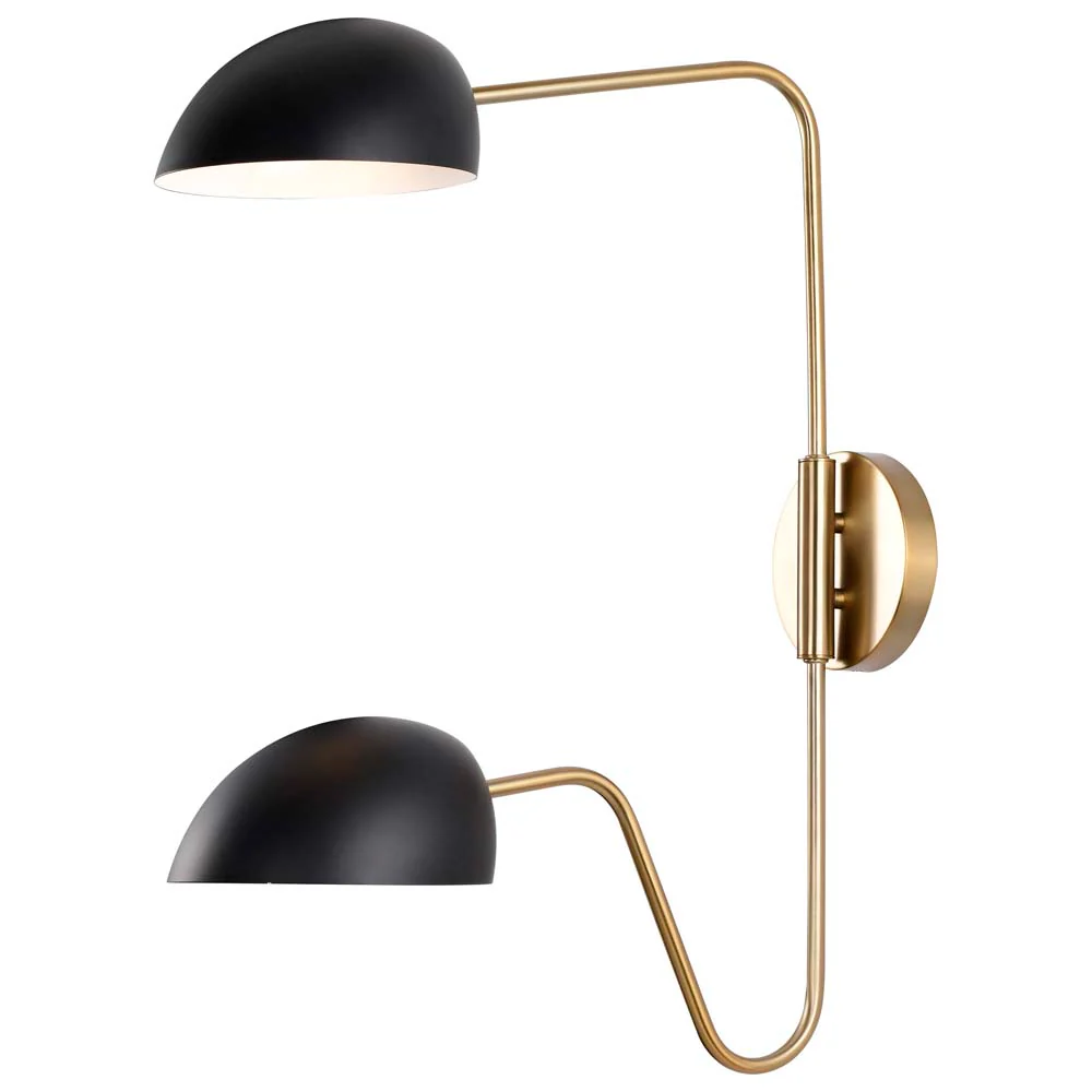 Trilby 2-Light Wall Sconce Matte Black with Burnished Brass - Image 4