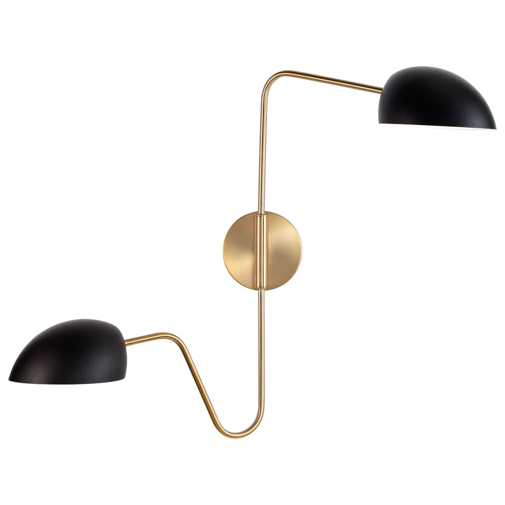 Trilby 2-Light Wall Sconce Matte Black with Burnished Brass - Image 5