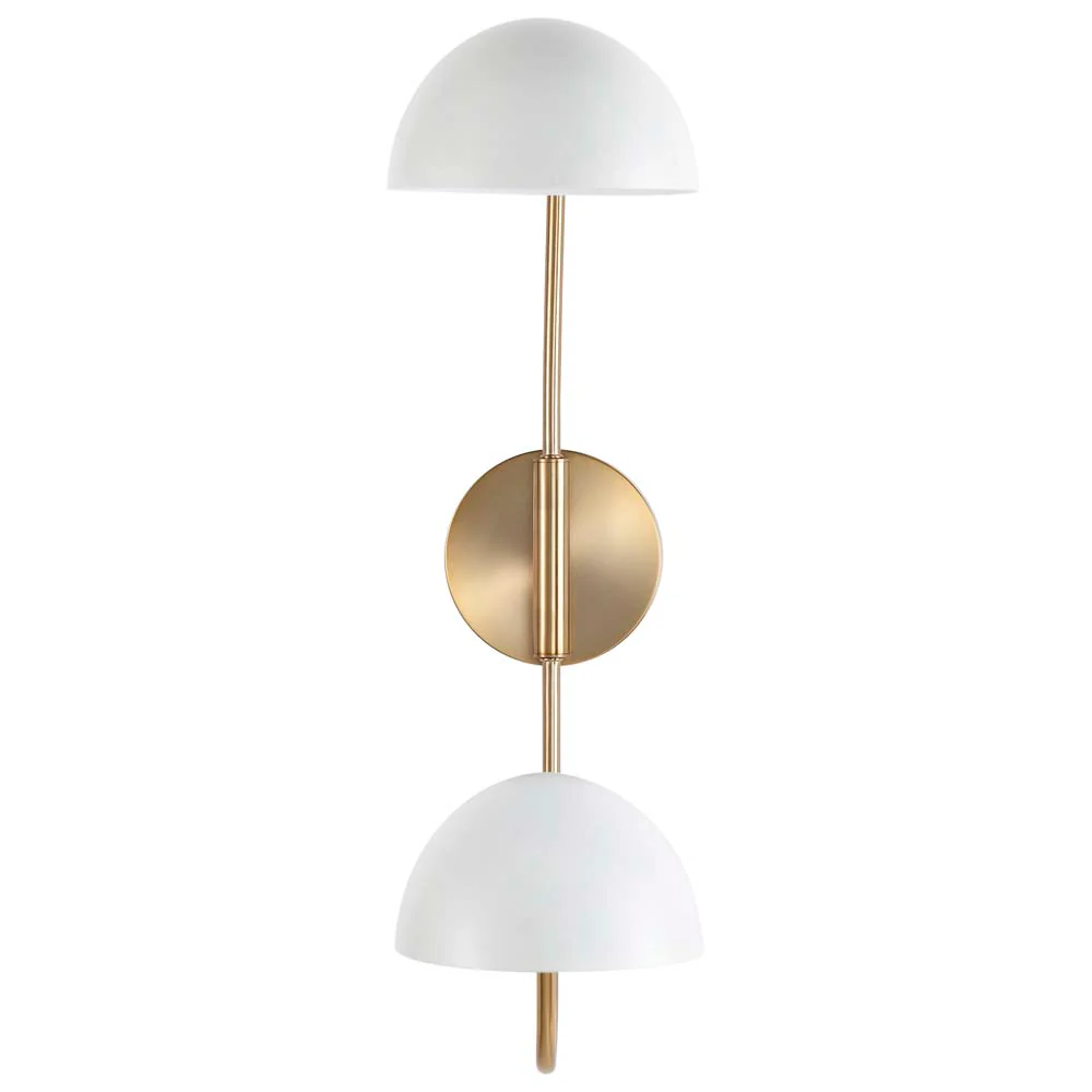 Trilby 2-Light Wall Sconce Matte White with Burnished Brass - Image 3