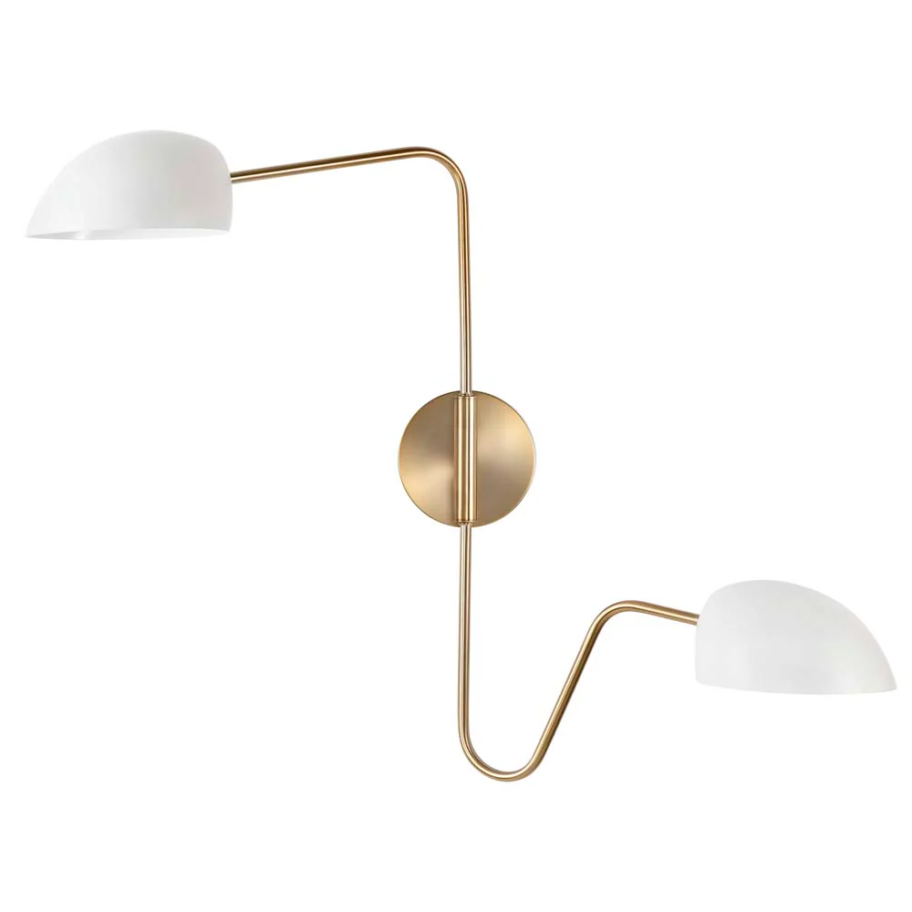 Trilby 2-Light Wall Sconce Matte White with Burnished Brass - Image 4