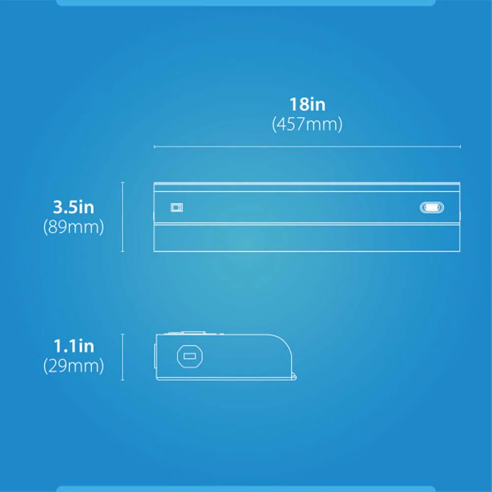UCB Series 18-inch White Selectable LED Under Cabinet Light with On/Off Switch - Image 2