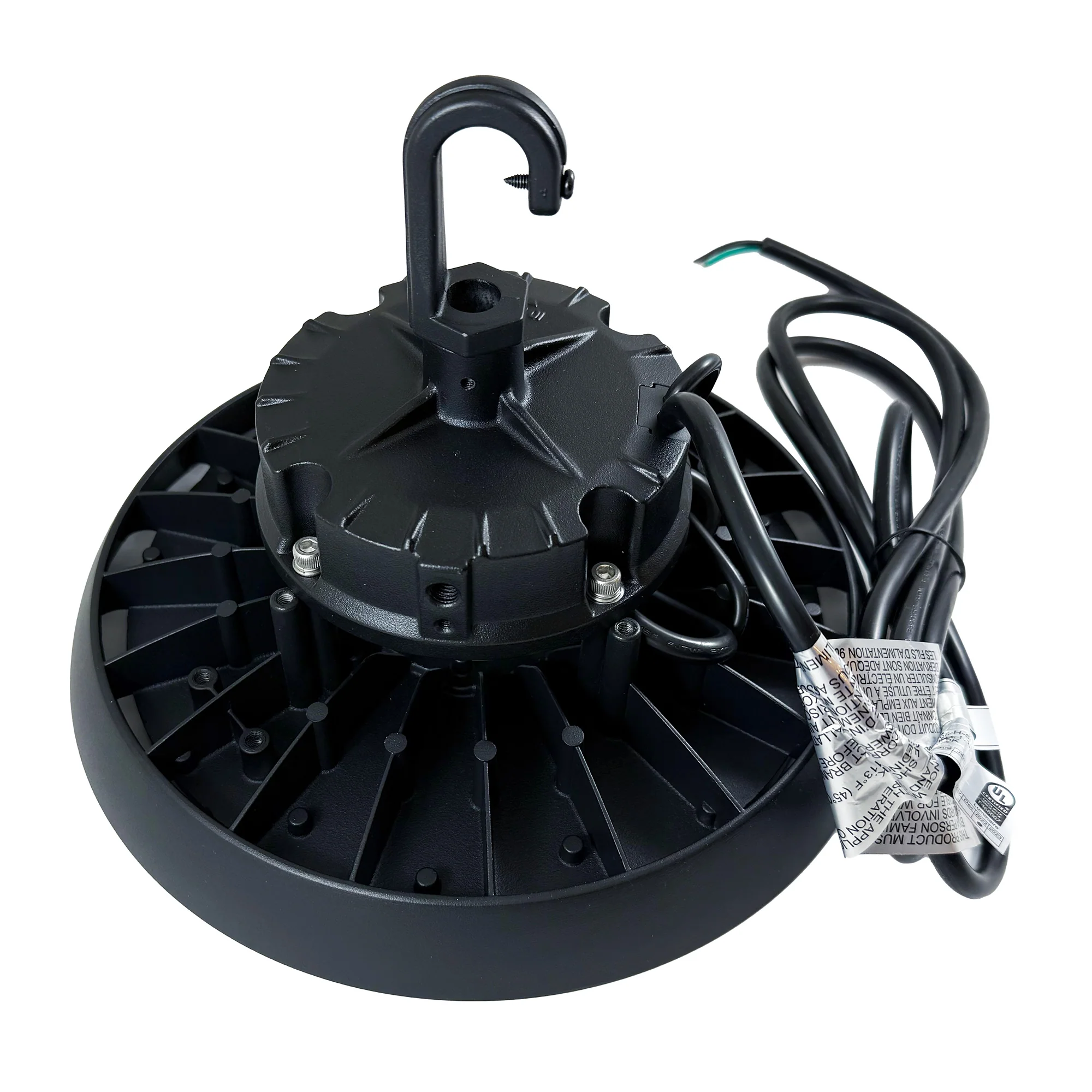 UFO LED High Bay 100W 14,533Lumens 5000K 100-277V Dimmable Black Finish - Image 2