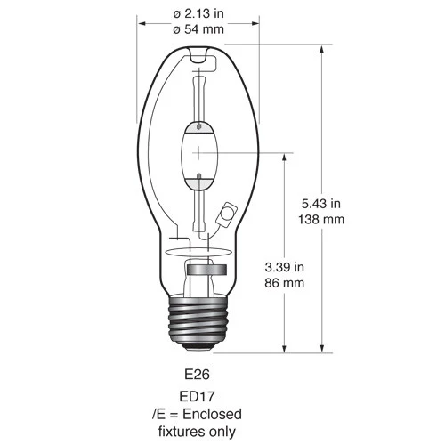 USHIO MH100/U/MED/40/PS 100w E26 4000K ED17 PulseStrike Clear Metal Halide Bulb - Image 2