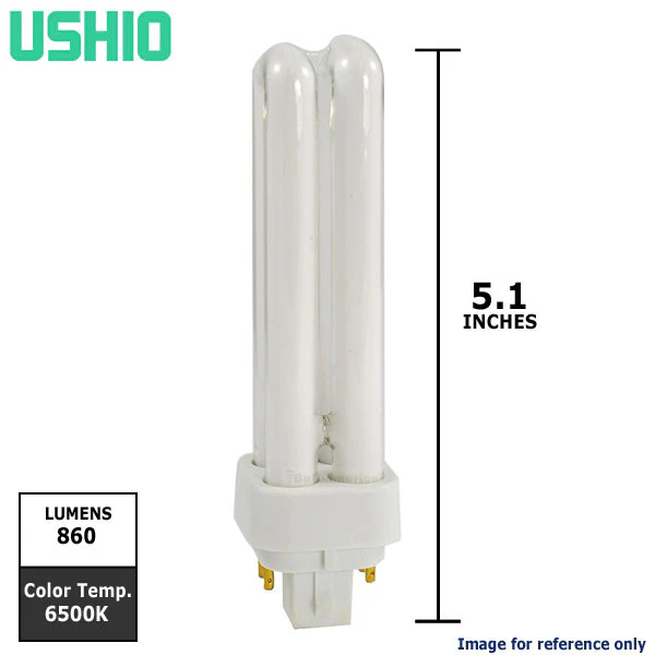 USHIO 13W G24Q-1 Double Tube 4-Pin Compact Fluorescent Light Bulb - Image 2