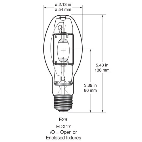 USHIO MP150/U/MED/32/PS 150w E26 EDX17 PulseStrike Clear Metal Halide Bulb - Image 2